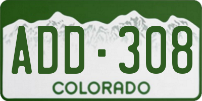 CO license plate ADD308