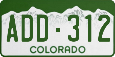 CO license plate ADD312