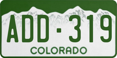 CO license plate ADD319