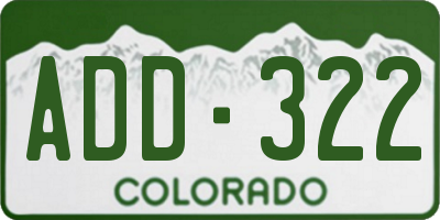 CO license plate ADD322