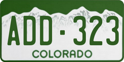 CO license plate ADD323