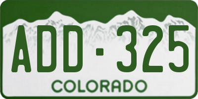 CO license plate ADD325