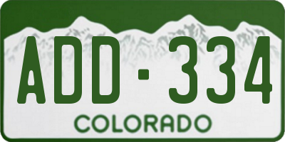 CO license plate ADD334