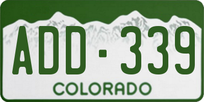 CO license plate ADD339