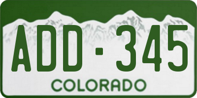 CO license plate ADD345