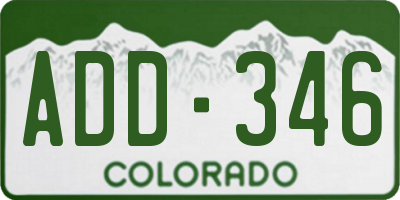 CO license plate ADD346