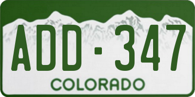 CO license plate ADD347