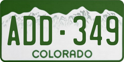 CO license plate ADD349