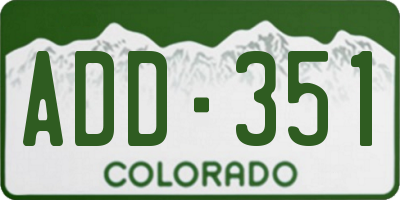 CO license plate ADD351