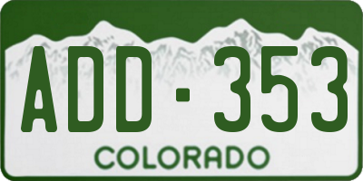 CO license plate ADD353