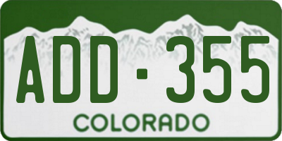 CO license plate ADD355
