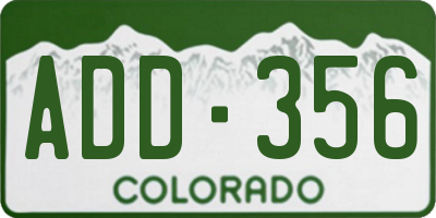 CO license plate ADD356