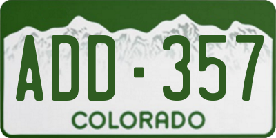 CO license plate ADD357
