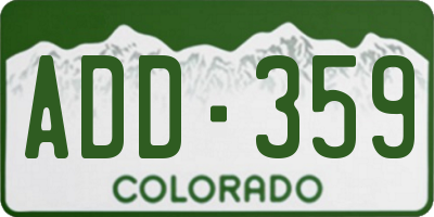 CO license plate ADD359