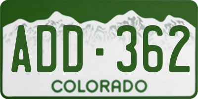 CO license plate ADD362