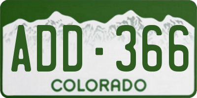 CO license plate ADD366