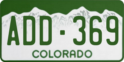 CO license plate ADD369