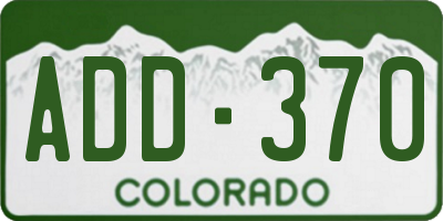 CO license plate ADD370