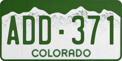 CO license plate ADD371