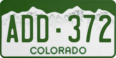 CO license plate ADD372