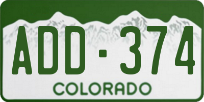 CO license plate ADD374