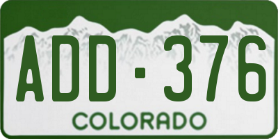 CO license plate ADD376