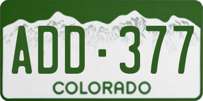 CO license plate ADD377