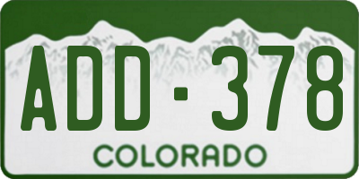 CO license plate ADD378