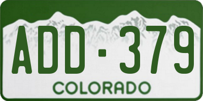 CO license plate ADD379