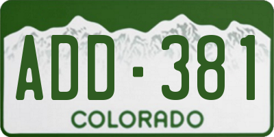 CO license plate ADD381