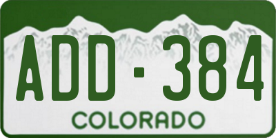 CO license plate ADD384