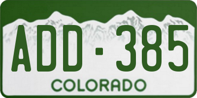CO license plate ADD385