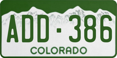 CO license plate ADD386