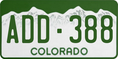 CO license plate ADD388