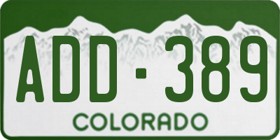 CO license plate ADD389