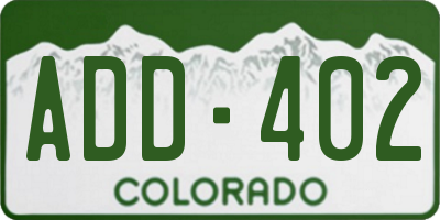 CO license plate ADD402