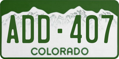 CO license plate ADD407