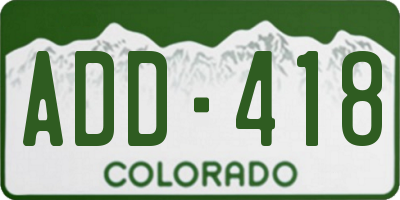 CO license plate ADD418