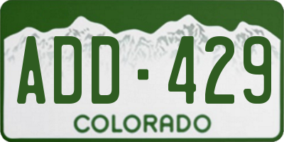 CO license plate ADD429