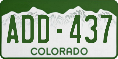 CO license plate ADD437