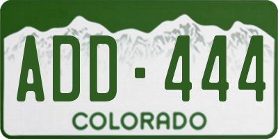 CO license plate ADD444