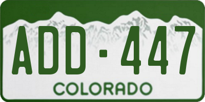 CO license plate ADD447