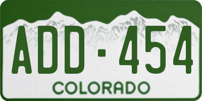 CO license plate ADD454