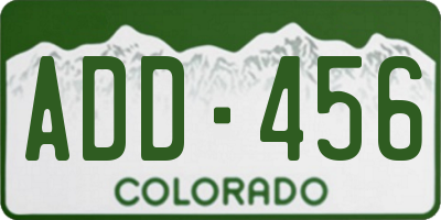 CO license plate ADD456