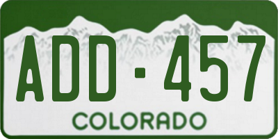 CO license plate ADD457