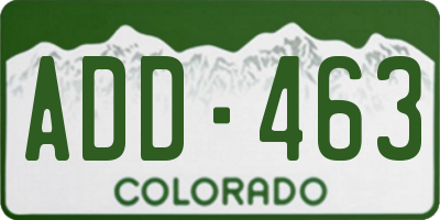 CO license plate ADD463