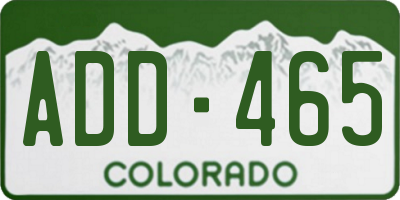 CO license plate ADD465
