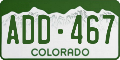 CO license plate ADD467