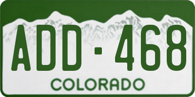 CO license plate ADD468