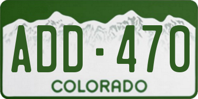 CO license plate ADD470